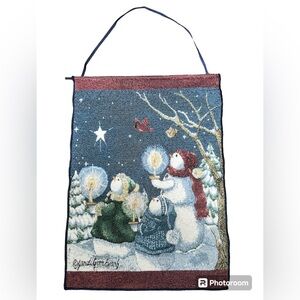 Christmas Snowmen Hanging Tapestry Sandi Gore Evans Indoor Flag